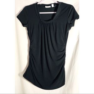 NY & Co classic black top pleated stretch round